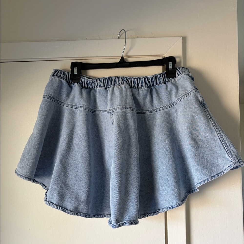 Aerie Light Blue Denim Flare Skirt - Picture 3 of 4